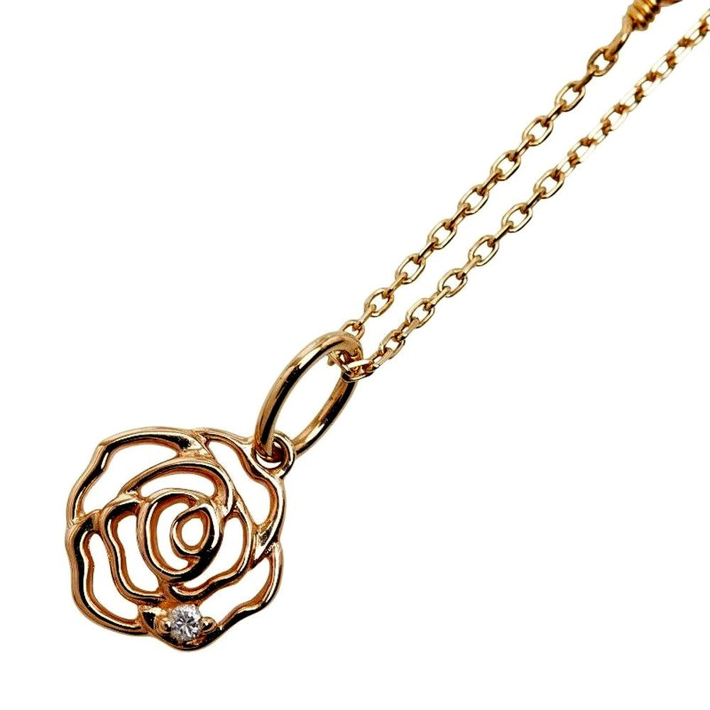 Agate Rose pendant necklace in K10 yellow gold with rose motif and diamond accent on a 50.5cm chain
