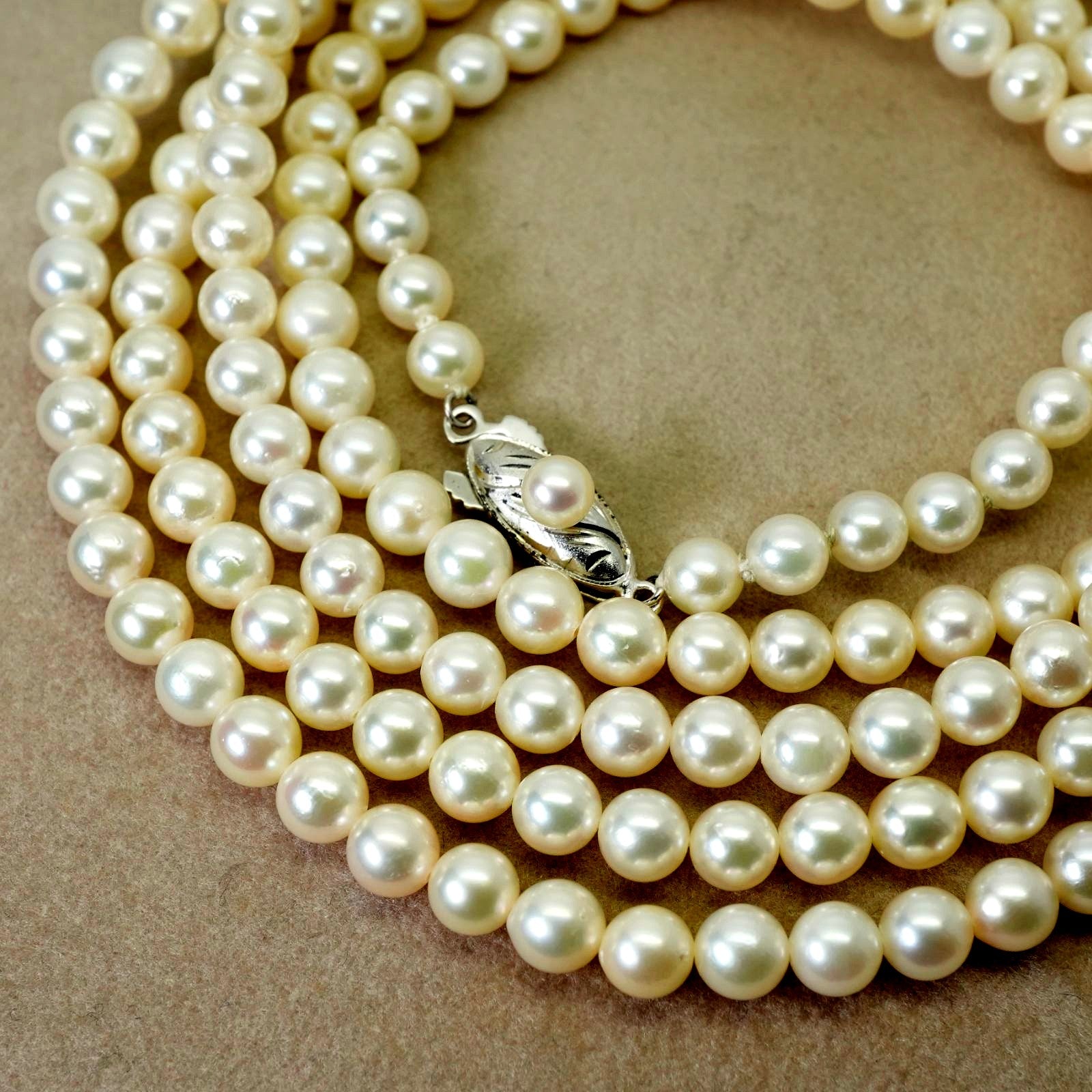 109cm long silver necklace featuring Akoya pearls with elegant and classic design 24-5186M