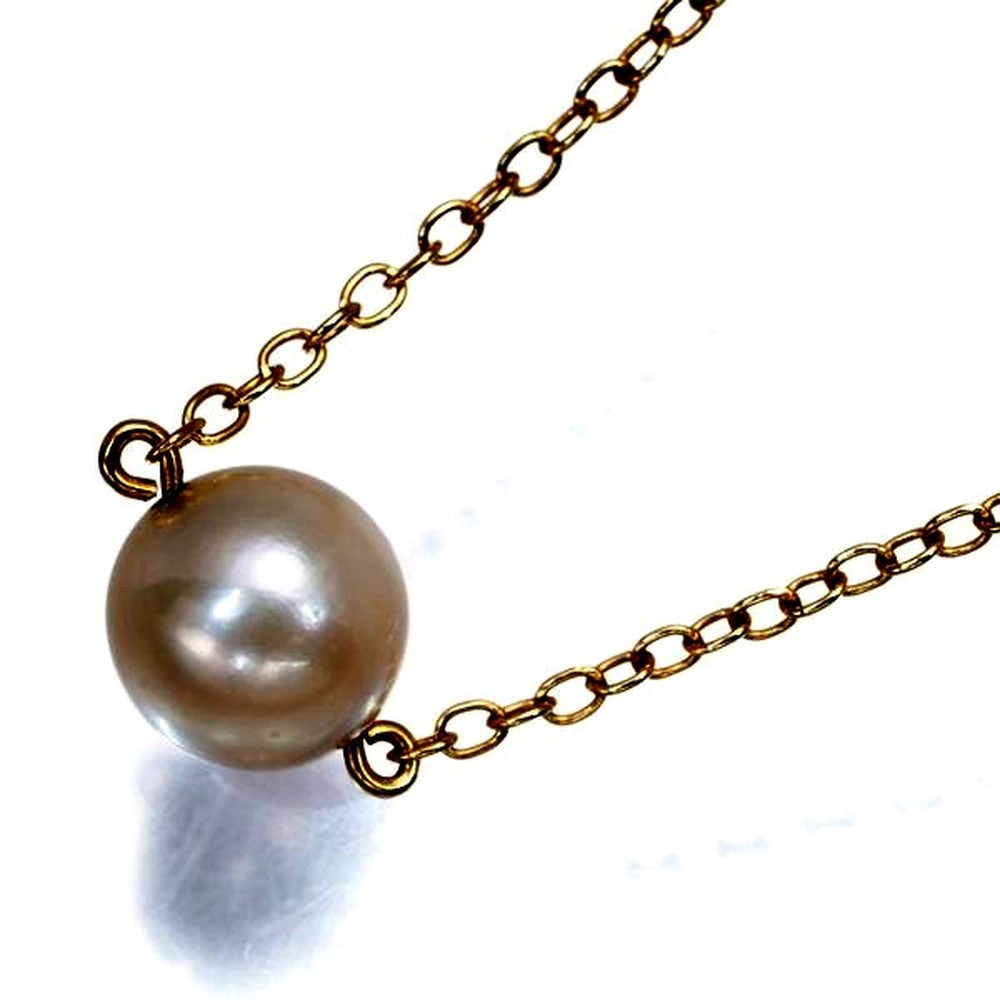 Mikimoto necklace with single 7.0mm pearl on 18K yellow gold 42cm chain