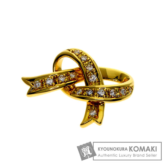 MIKIMOTO ribbon diamond pendant top in 18K yellow gold for women, 0.13ct diamonds, size 14.1x19x5.2mm