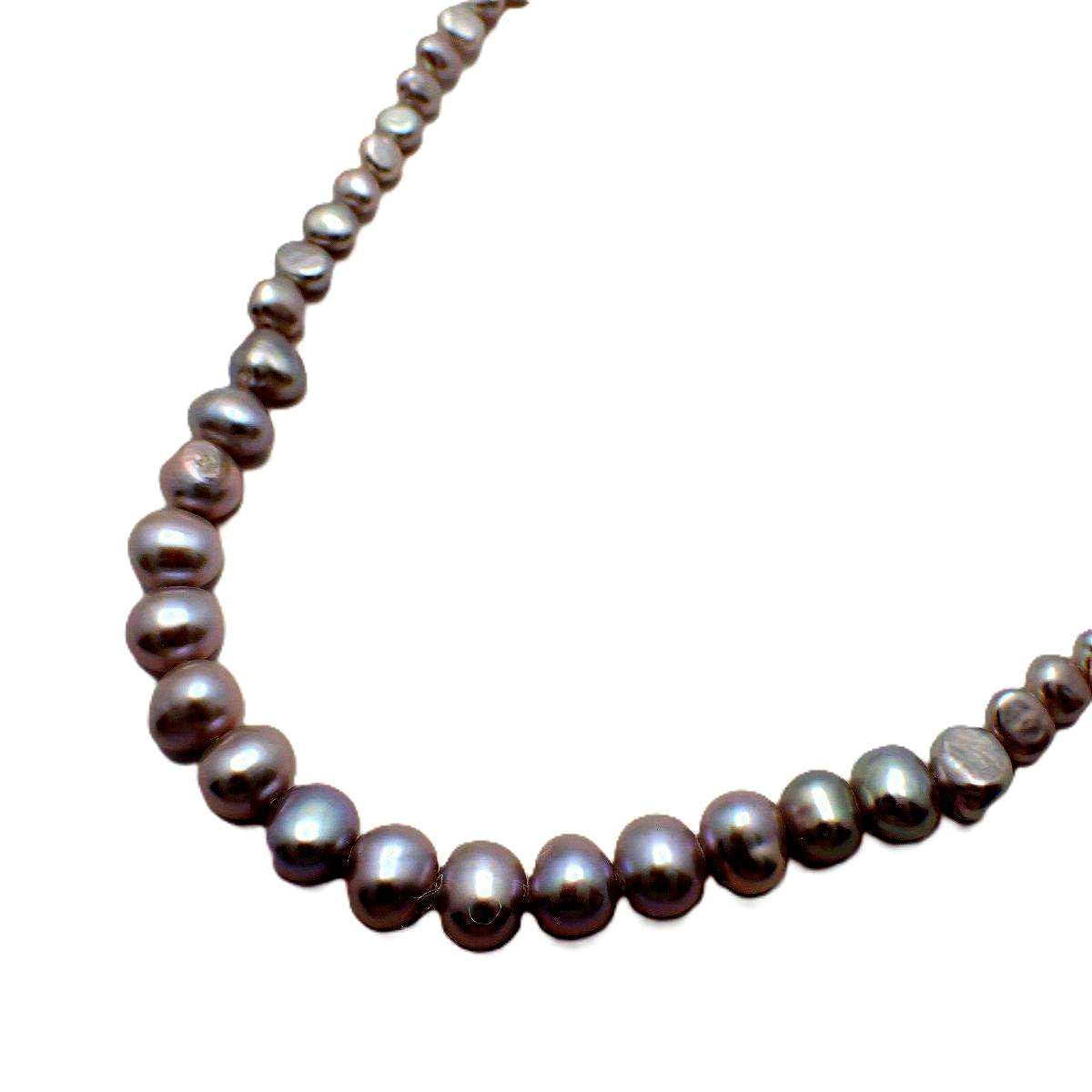 Agete Pearl Necklace featuring Silver 925 chain and single natural pearl pendant, 45 cm length