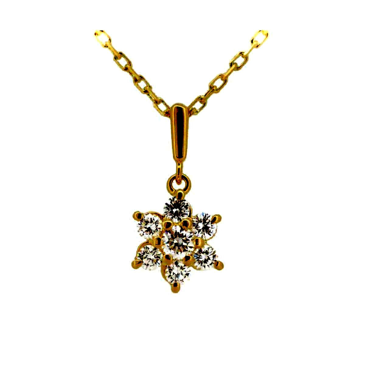 Mikimoto diamond necklace 0.34ct set in 18k yellow gold with fine chain