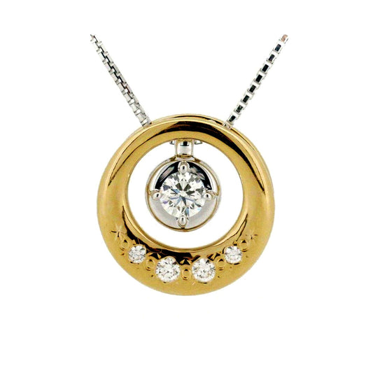 Tasaki Diamond Necklace with 0.15ct diamonds in yellow and white gold, chain length up to 45 cm