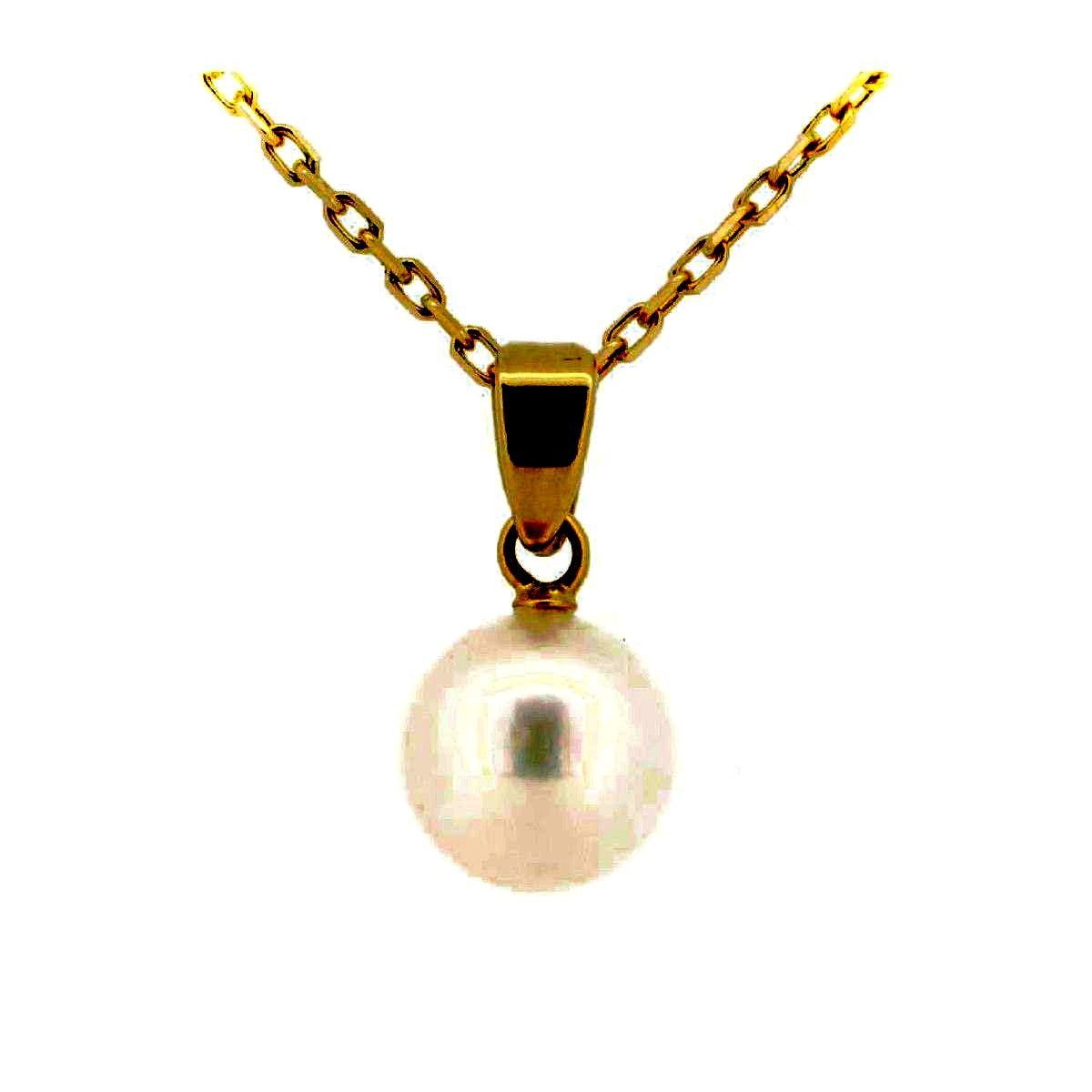 Mikimoto pearl necklace with 7.3mm pearl and 18K yellow gold chain adjustable up to 40 cm