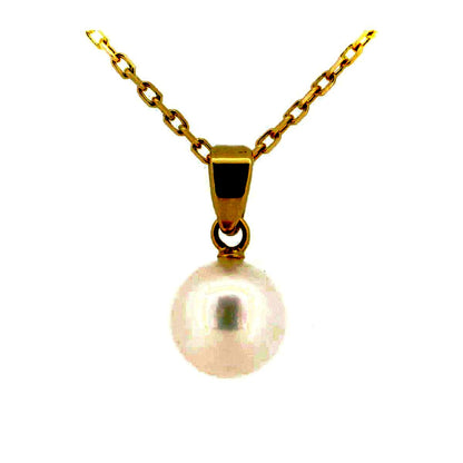 Mikimoto pearl necklace with 7.3mm pearl and 18K yellow gold chain adjustable up to 40 cm