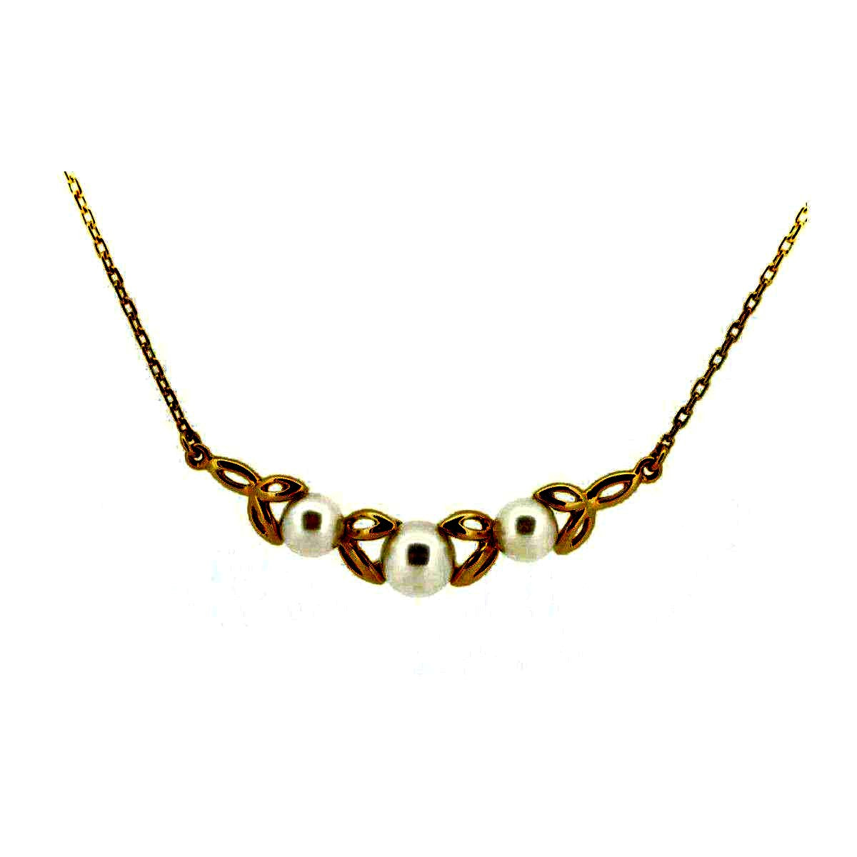 Mikimoto pearl necklace with 4.8mm to 5.9mm pearls set in 18K yellow gold chain