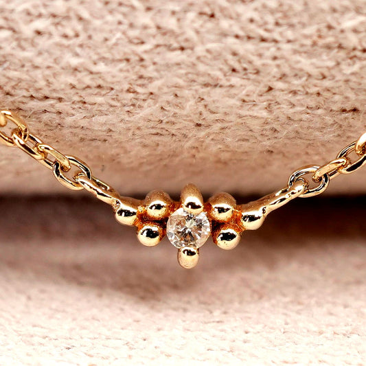 Agate K10 Diamond Necklace featuring polished K10 metal and sparkling diamonds on a delicate chain