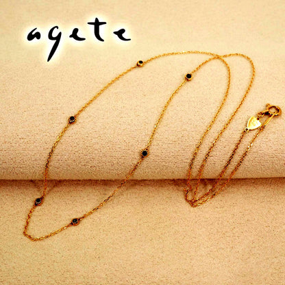 Agete Dreamy Sapphire Station Necklace 26-0797 featuring K10 gold and sapphire stones