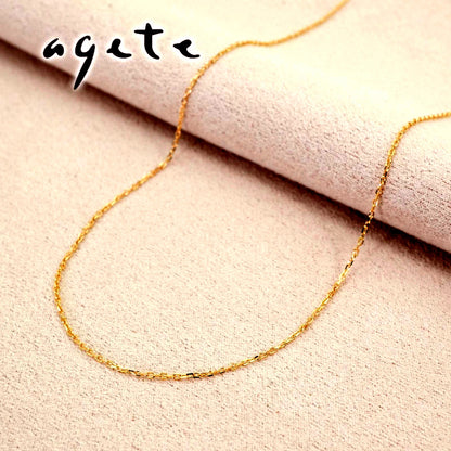 Agete K10 Necklace featuring a delicate Azuki chain in polished gold tone