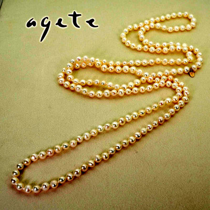 Agate K10 long necklace with baroque pearls measuring 120 cm in length