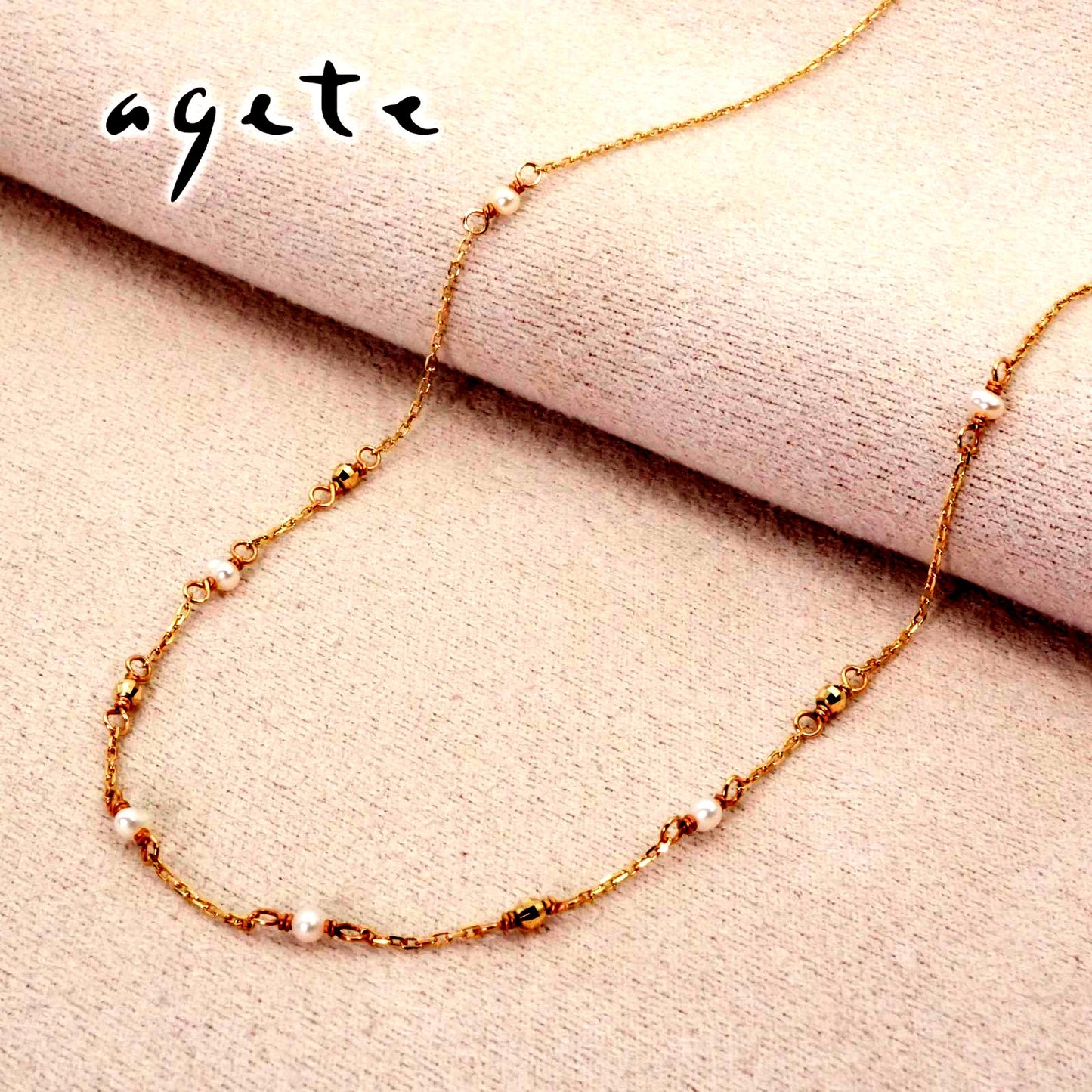 Agate K10 necklace featuring a freshwater pearl with a delicate chain model 26-0394