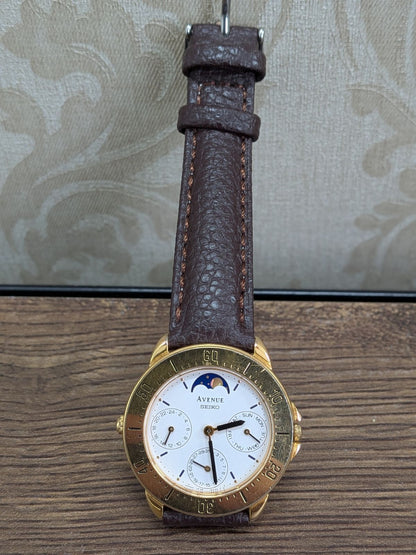 SEIKO AVENUE Moonphase Quartz Men's Watch — Japanese