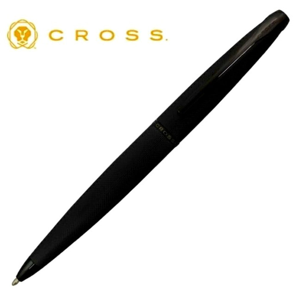 CROSS ATX Brush Finish Black ballpoint pen model 882-41 with twist mechanism and polished black PVD finish