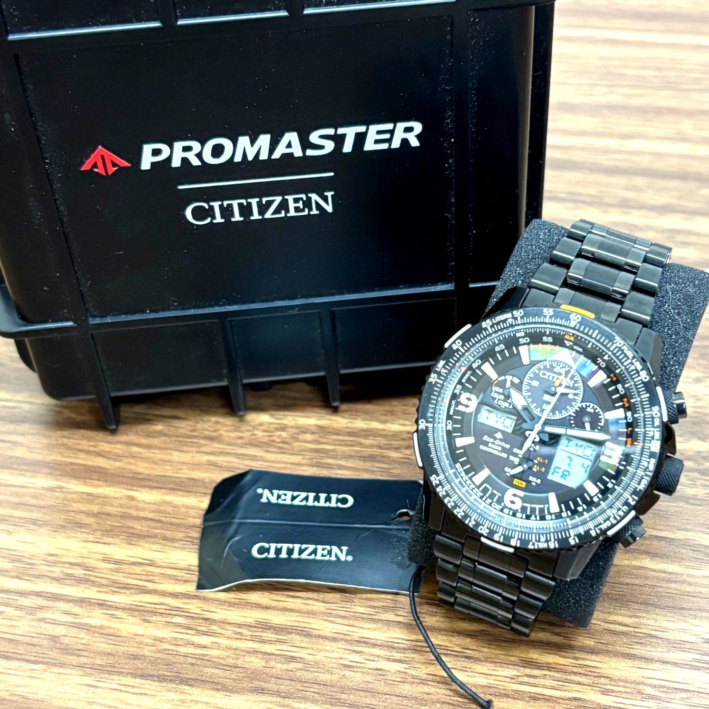 Citizen Promaster Eco-Drive Skyhawk JY8075-51E watch with round stainless steel case and sapphire glass