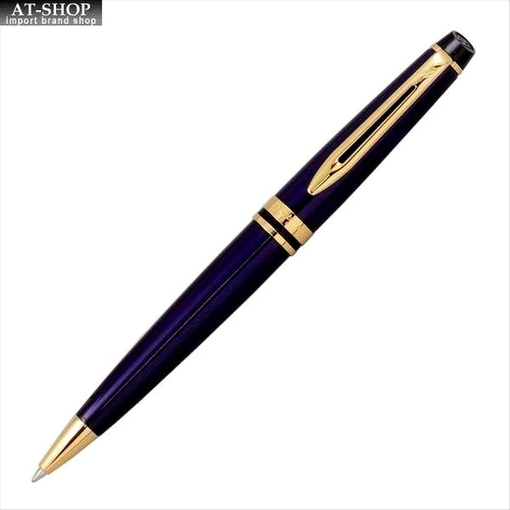 WATERMAN Expert Essential Bluish Blue GT ballpoint pen with gold trim and sleek design