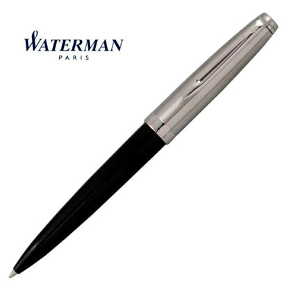 Waterman Embellence Essential Black CT Ballpoint Pen model 2100622 with black lacquer finish and chrome trim