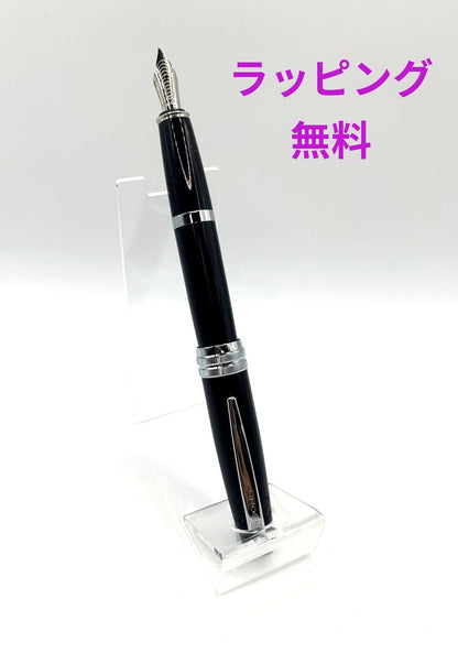 CROSS Galaxy Black Fountain Pen with Medium Nib and thick lacquer finish showing center ring grooves