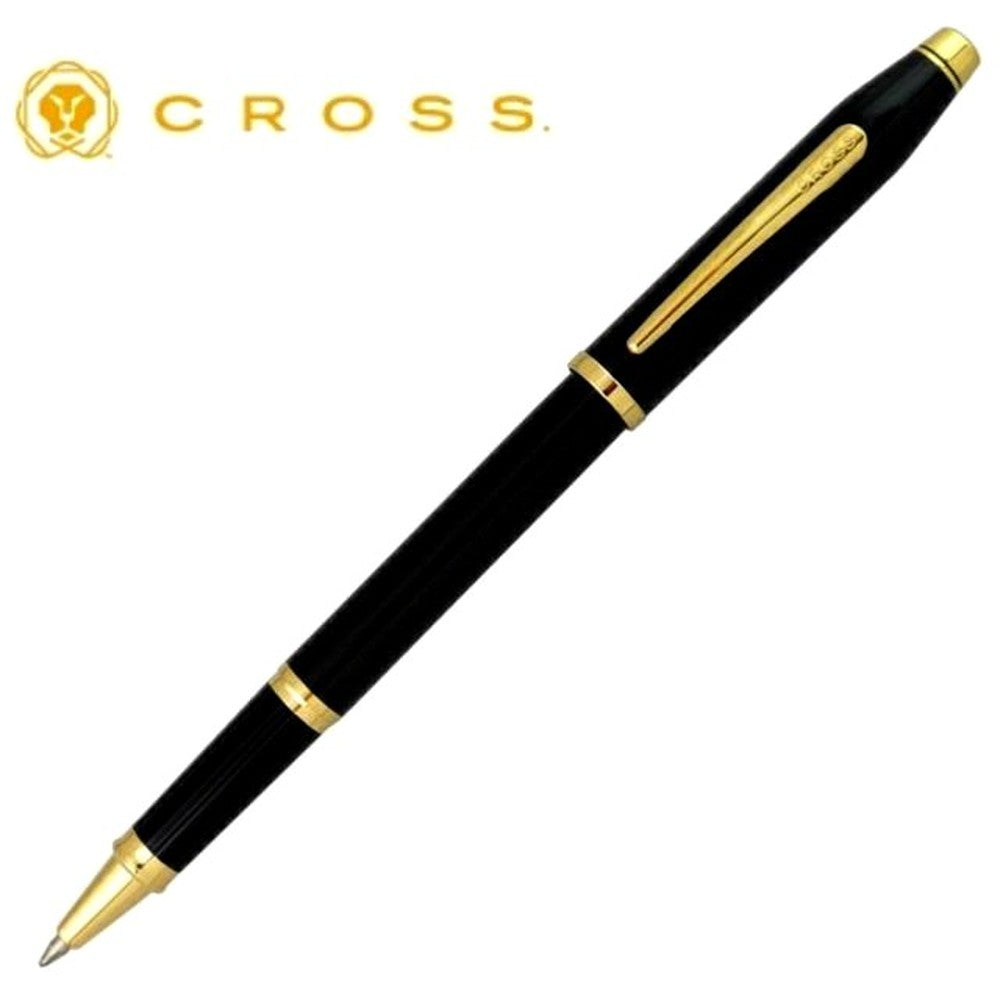 CROSS Century 2 Black Lacquer rollerball pen model 414-1 with gold accents and black gel ink