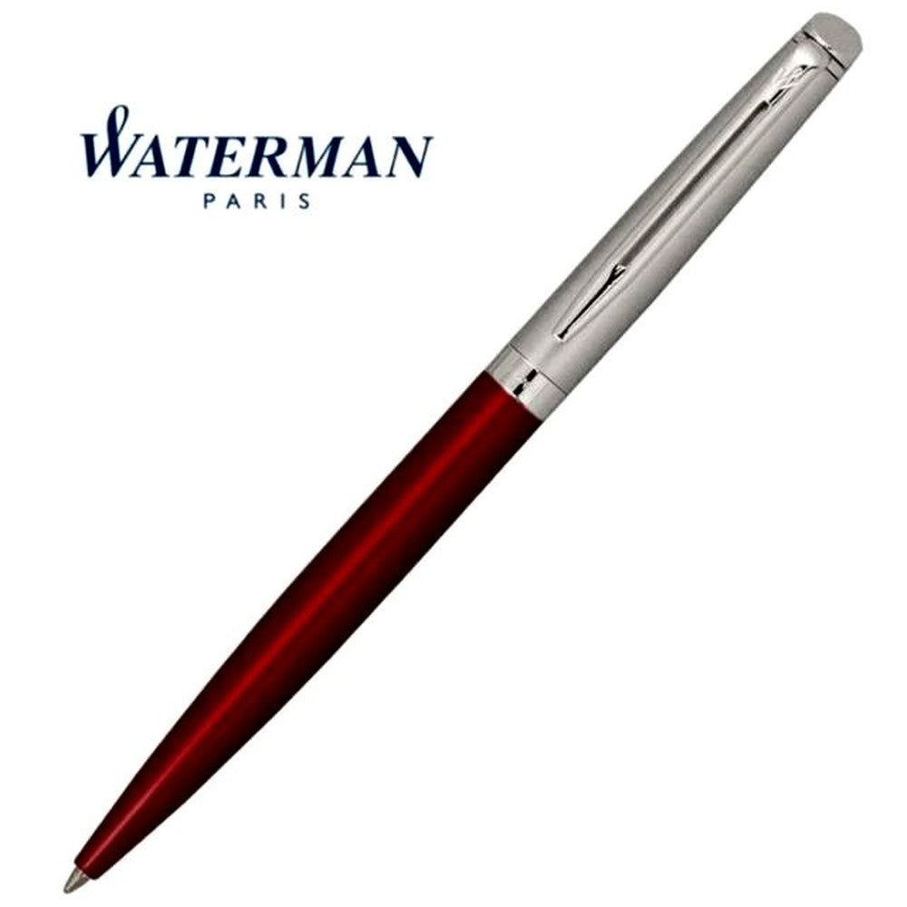 Waterman Metropolitan Essential Satin Red CT ballpoint pen with silver accents, 135 mm length