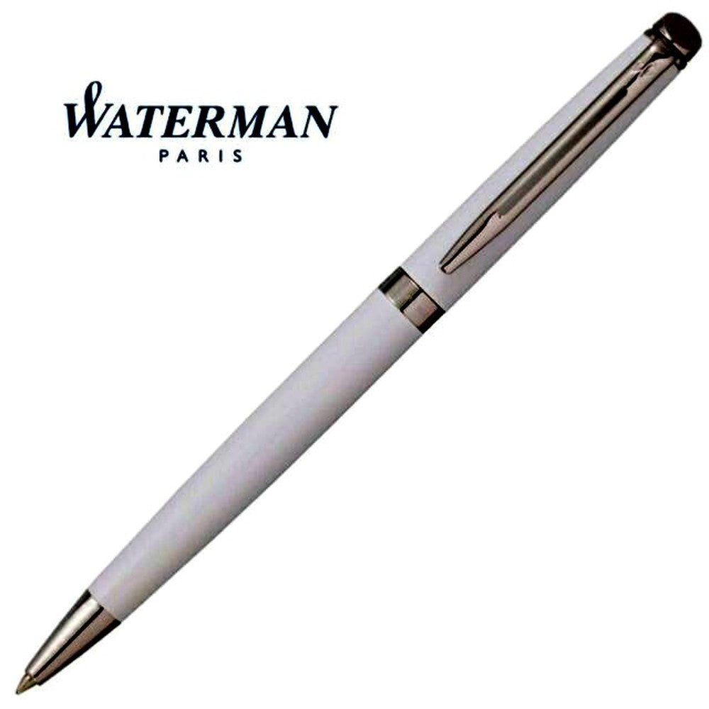 Waterman Metropolitan Essential White CT ballpoint pen with silver trim and sleek white barrel