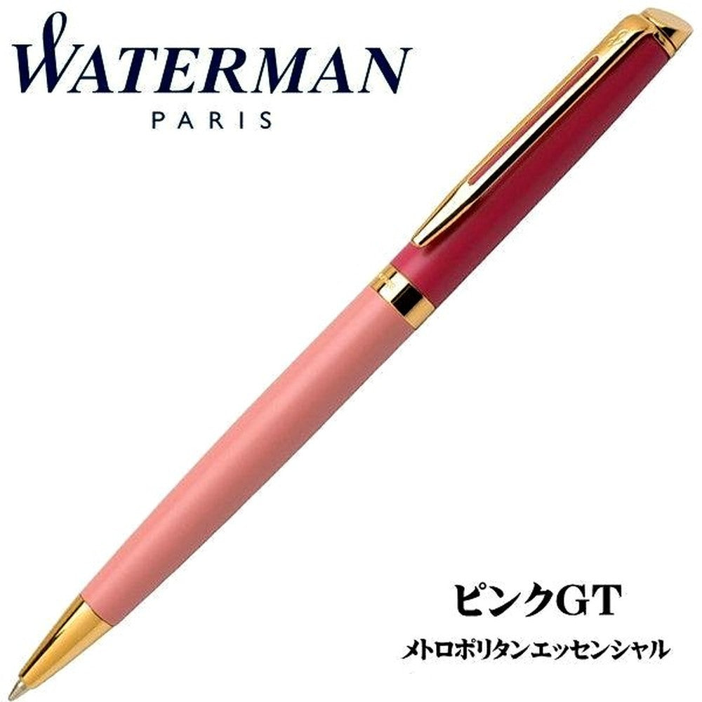 Waterman Metropolitan Essential Pink GT oil-based ballpoint pen with black fine refill and twist mechanism
