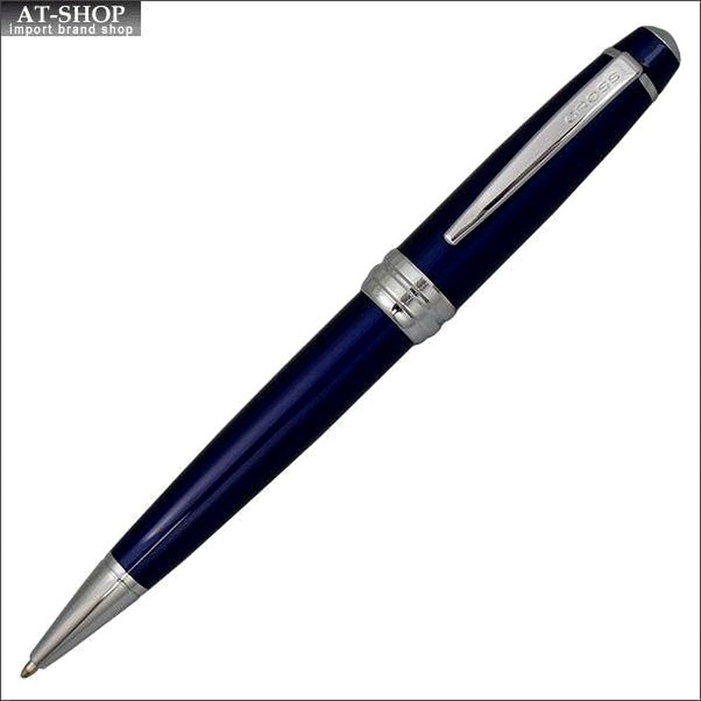 CROSS Bailey Blue ballpoint pen AT0452-12 with twist mechanism, brass and chrome finish, 136mm length
