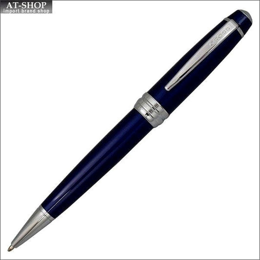 CROSS Bailey Blue ballpoint pen AT0452-12 with twist mechanism, brass and chrome finish, 136mm length