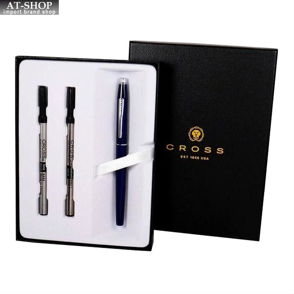 Crosstec Cross Classic Century Select Tip ballpoint pen in translucent blue lacquer with gift box and refill set