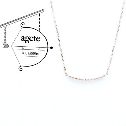 Agete K10 gold necklace featuring a 0.06ct diamond charm with 36cm chain from the early 2000s