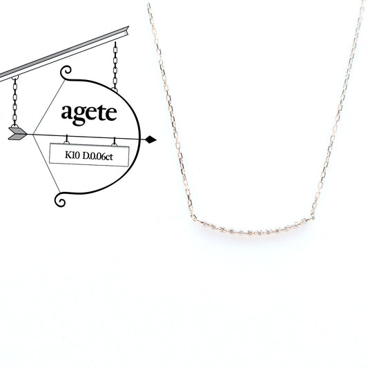 Agete K10 gold necklace featuring a 0.06ct diamond charm with 36cm chain from the early 2000s