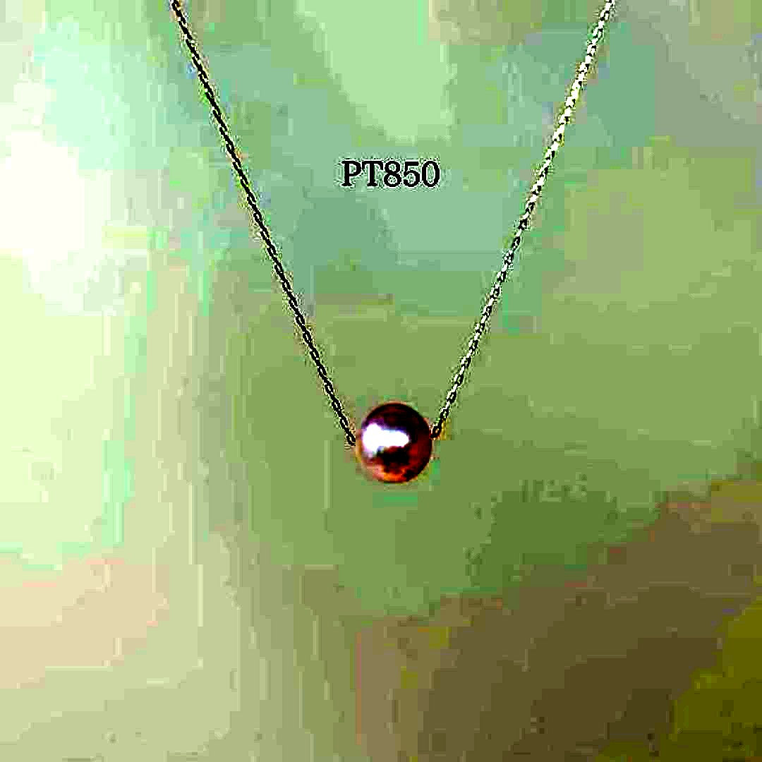 PT850 platinum thread necklace featuring 7mm Akoya pearls on a 40cm chain