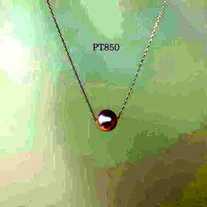 PT850 platinum thread necklace featuring 7mm Akoya pearls on a 40cm chain