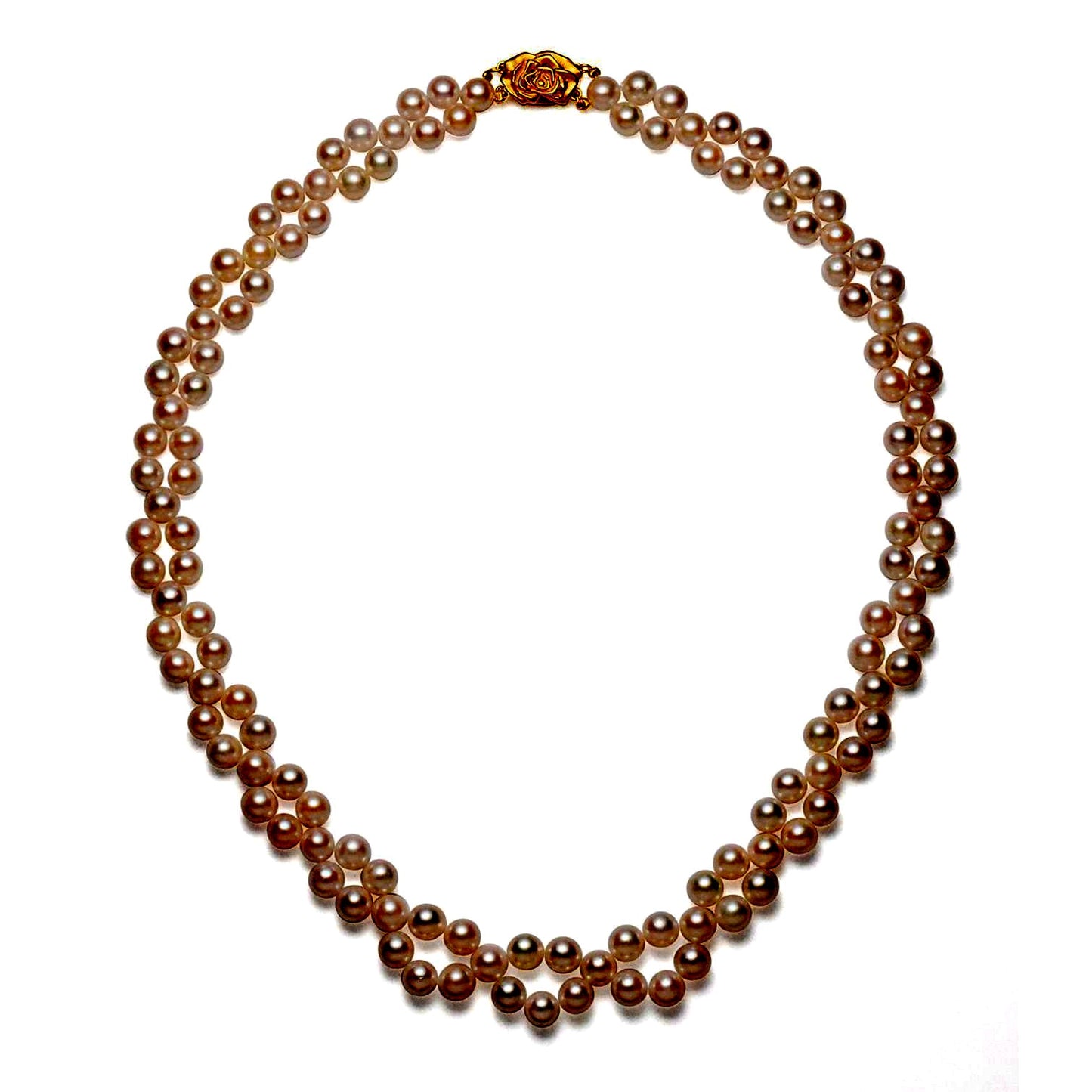 Akoya pearl necklace with 6-6.5mm pearls braided on silver and gold-plated alloy measuring approximately 45cm