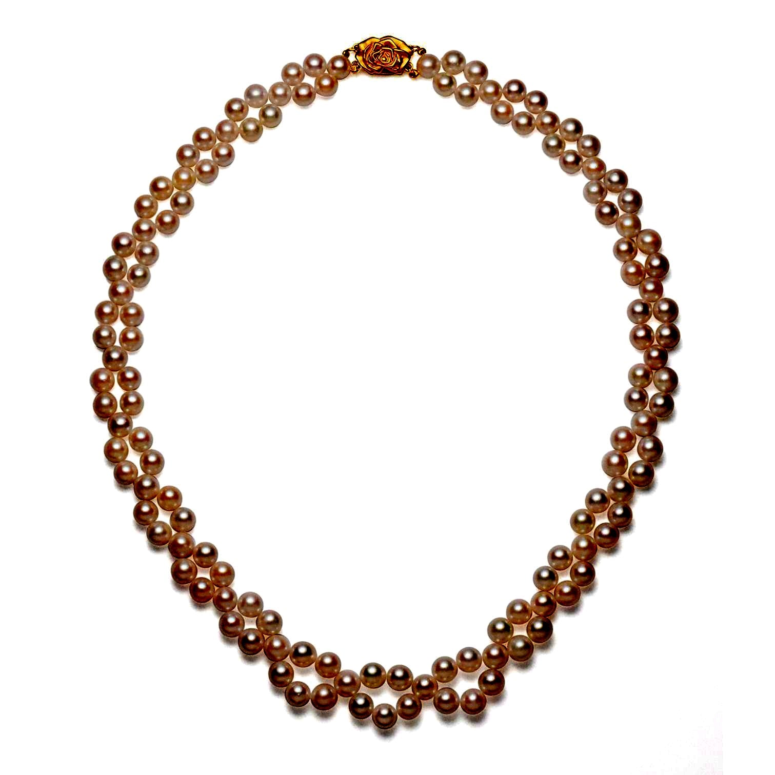 Akoya pearl necklace with 6-6.5mm pearls braided on silver and gold-plated alloy measuring approximately 45cm