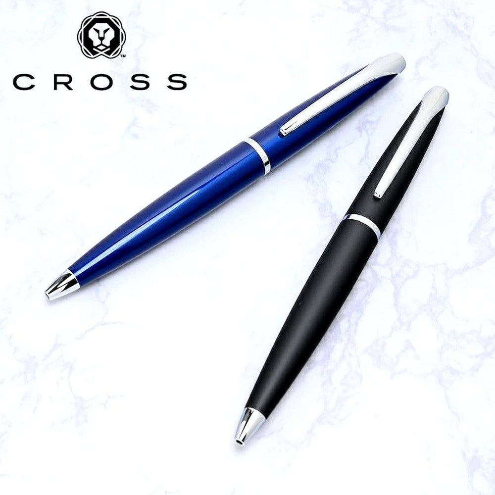 Cross Ballpoint Pen Mens Womens ATX N882 with black barrel and silver accents, 139mm long and 12mm shaft diameter