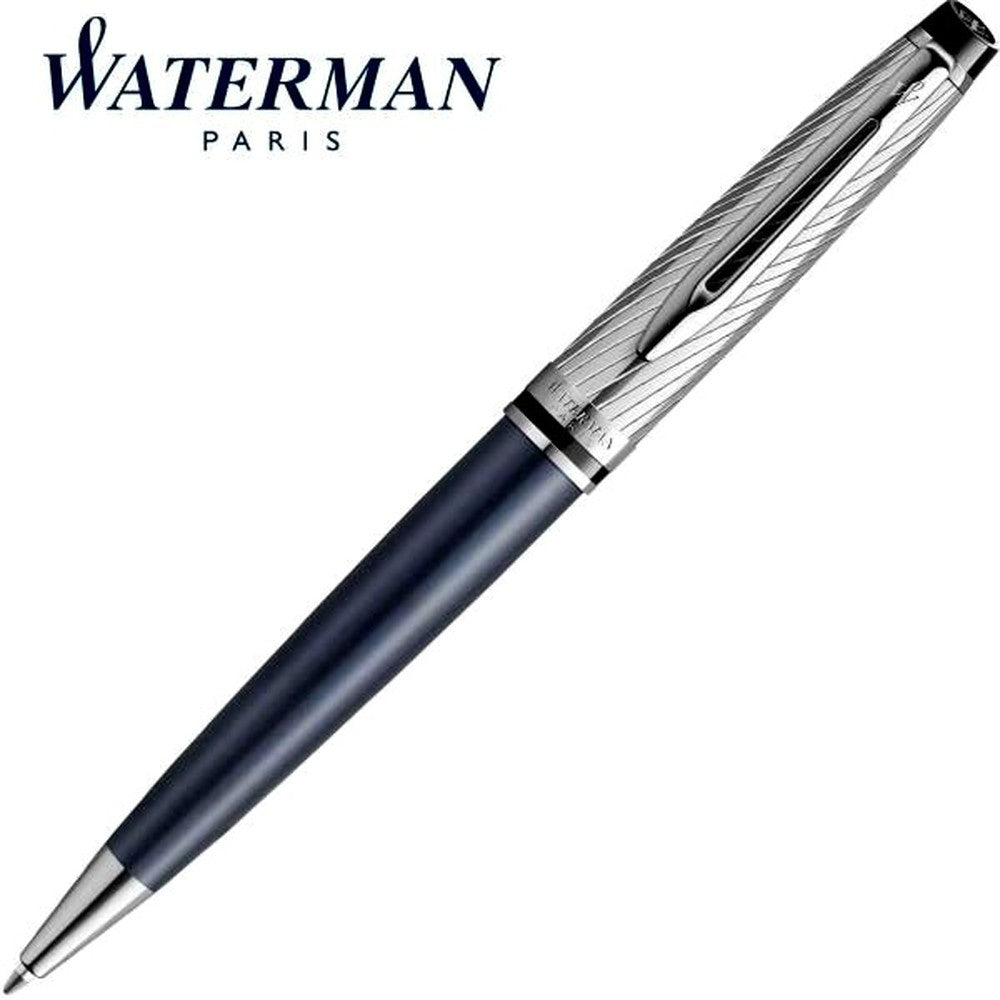 Waterman Expert Deluxe Steel Gray CT ballpoint pen with twist mechanism and brass PVD finish