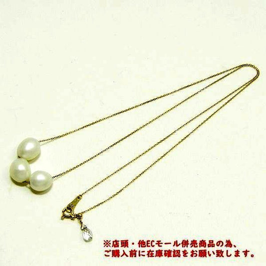 agete pearl necklace made of 10 karat gold K10 weighing 4.1g with adjustable 48cm chain in gold color