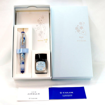 Sealer Professional Gear Slim Snow Limited Set with fountain pen, snowflake embossed notebook, and exclusive ink