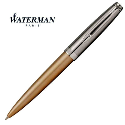 Waterman Emblem Delux Gold CT ballpoint pen with premium resin lacquer body and palladium trim