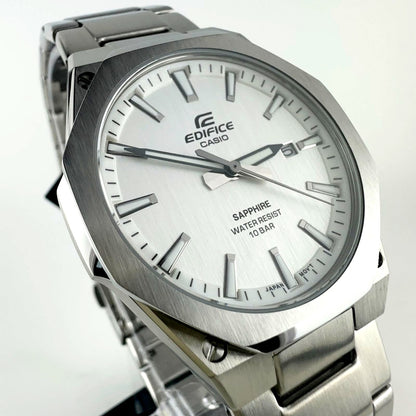 Casio Edifice EFR-S108DJ-7AJF silver stainless steel watch with white dial and sapphire glass