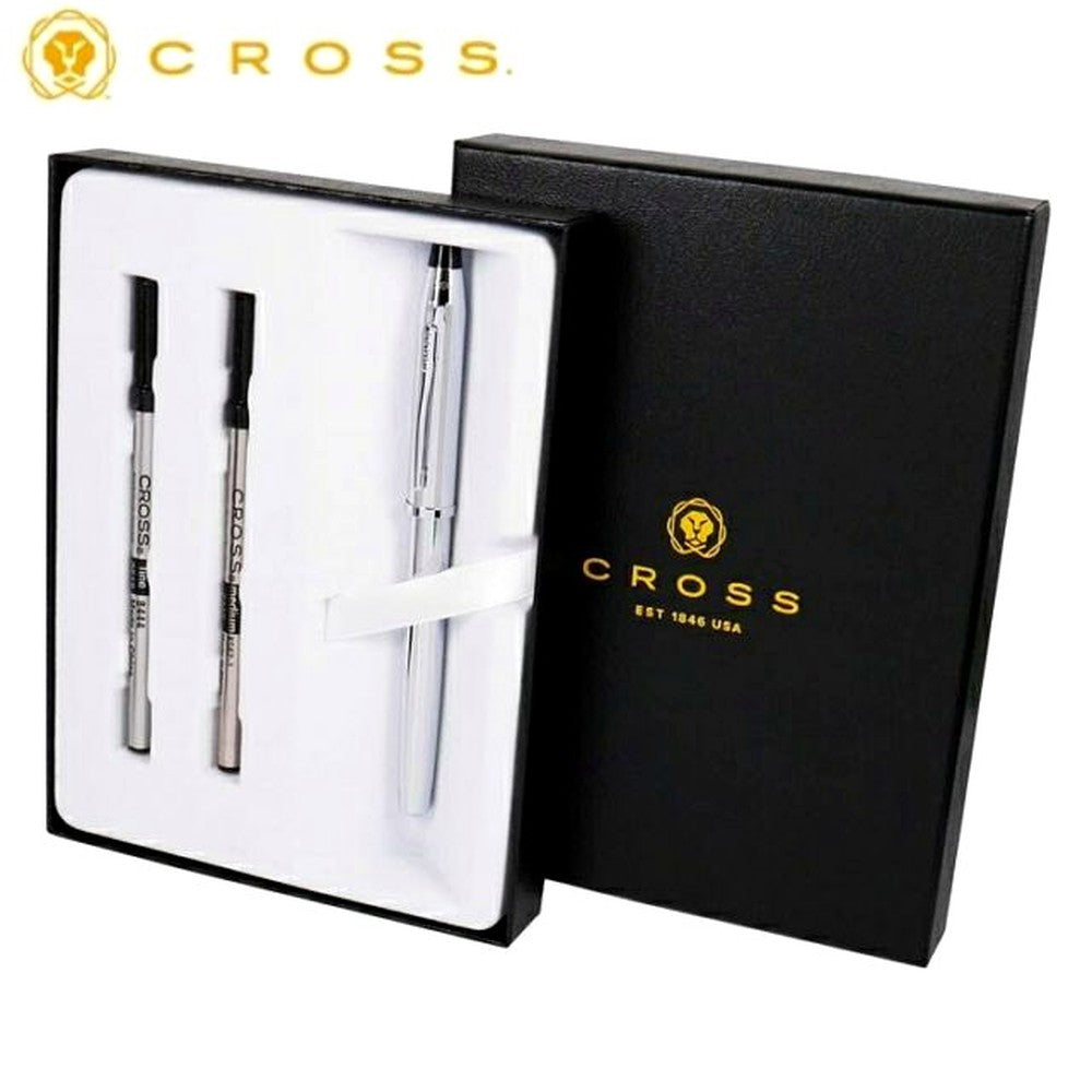 CROSS Century II Chrome Select Tip Rollerball Pen Set with polished chrome finish and sleek design