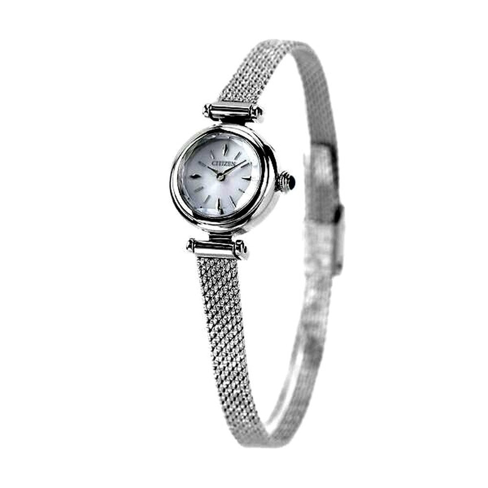 Citizen EG7080-53A ladies wristwatch with silver dial and silver round mesh band