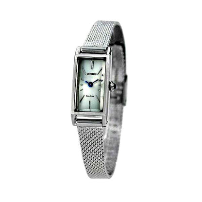 Citizen EG7040-58A ladies silver dial watch with stainless steel case and silver mesh band