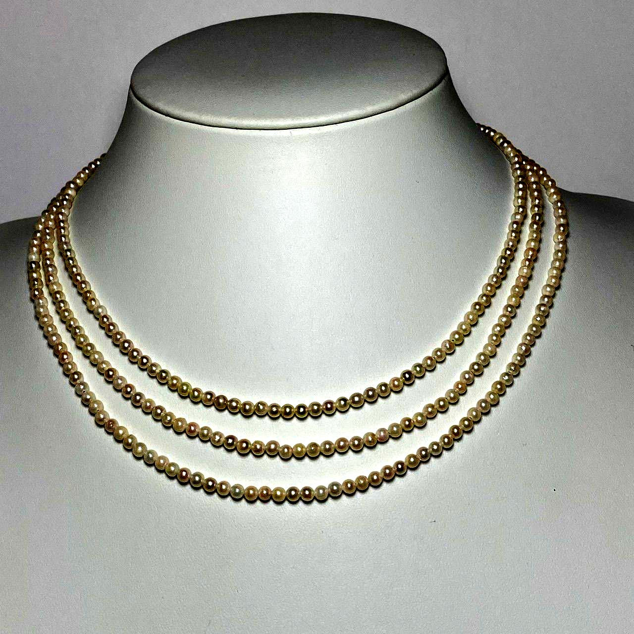 Akoya pearl baby pearl necklace 3-strand with 3.0-3.5mm pearls in three length options