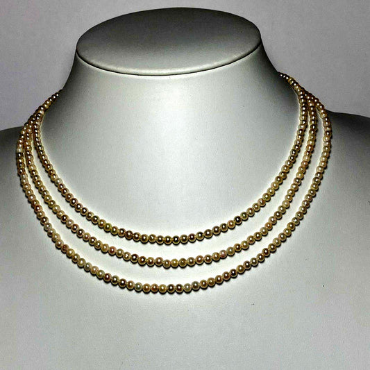 Akoya pearl baby pearl necklace 3-strand with 3.0-3.5mm pearls in three length options