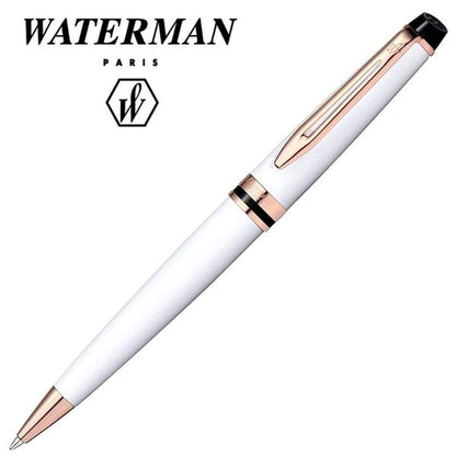 WATERMAN Expert Essential Precious White PGT 2168111 oil-based ballpoint pen with glossy lacquer and nickel palladium trim