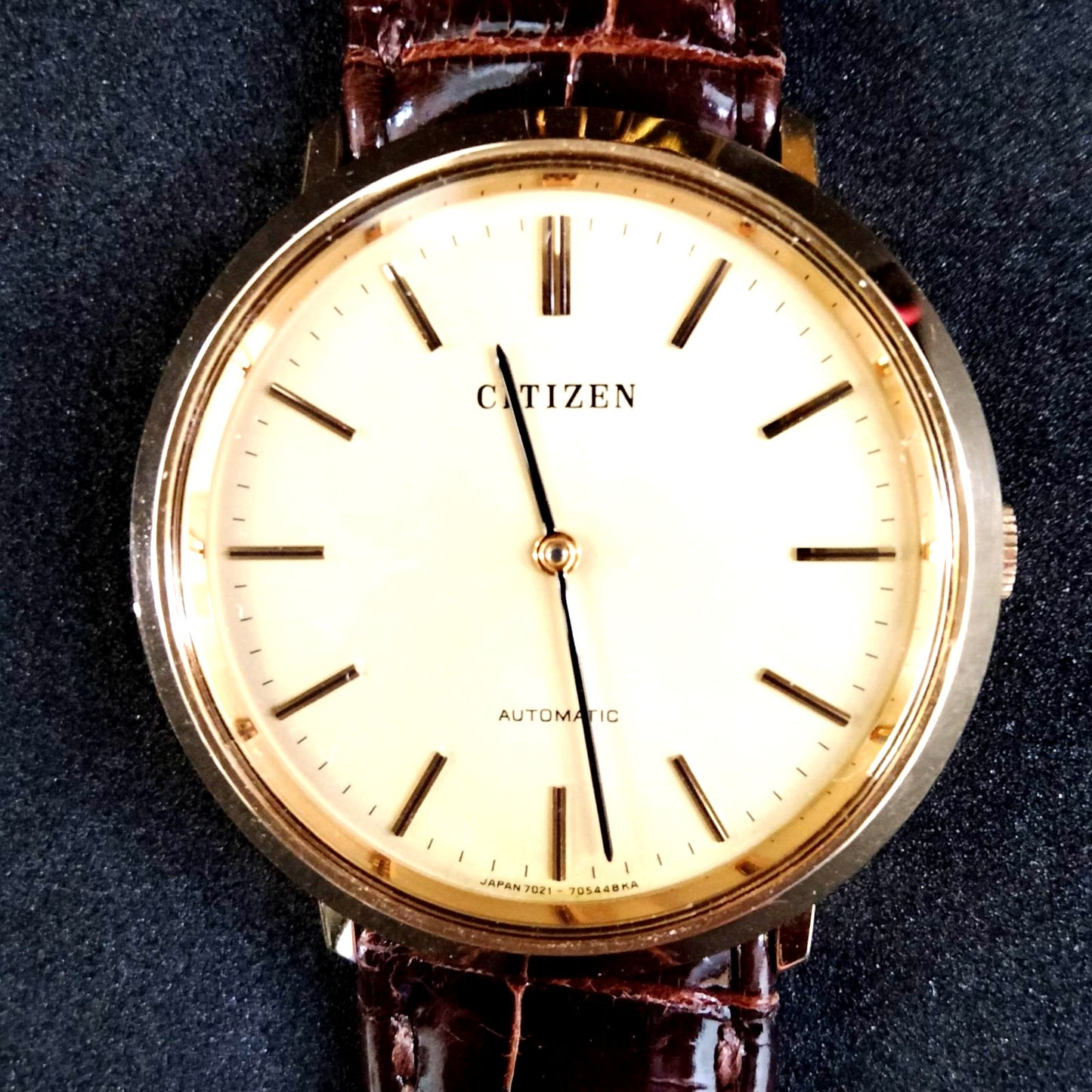 Citizen Dress Watch DR-70 with gold stainless steel case and original crocodile leather band