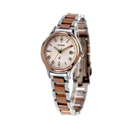 Citizen xC ladies watch ES9496-64W with silver beige dial and pink gold super titanium band