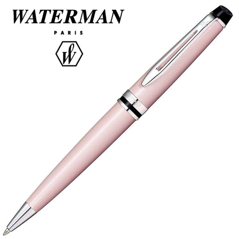 Waterman Expert Essential Rose Pink CT ballpoint pen with gold trim and sleek oil-based ink design