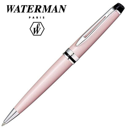Waterman Expert Essential Rose Pink CT ballpoint pen with gold trim and sleek oil-based ink design